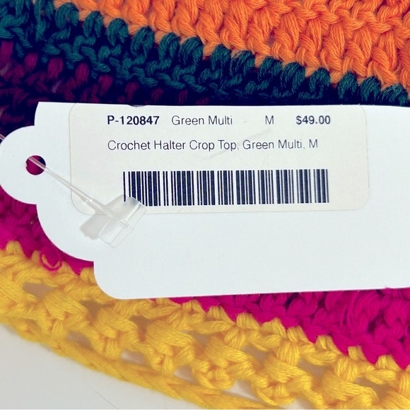 Striped Crochet Halter Crop Top‎ Size M NWT - Picture 9 of 9